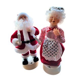 Mr & Mrs Santa Claus CHRISTMAS DECOR Each Candle Lights Battery, Movement ~14" T